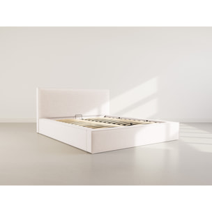 Topaze - lit coffre - 160x200 cm - sommier inclus - velours côtelé - Beige