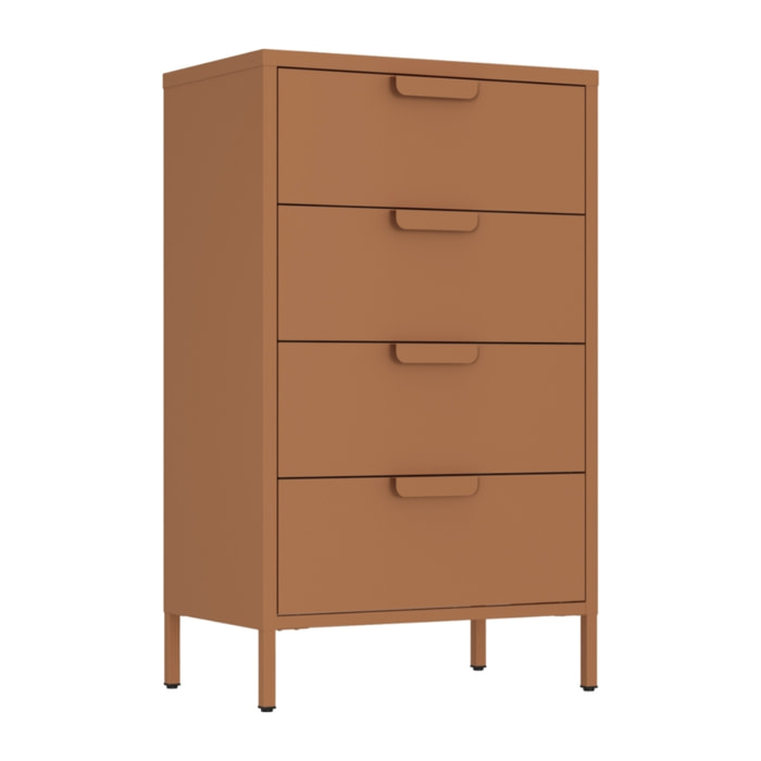 Cassettiera in metallo 4 cassetti 60x38x101 cm mattone - Pop