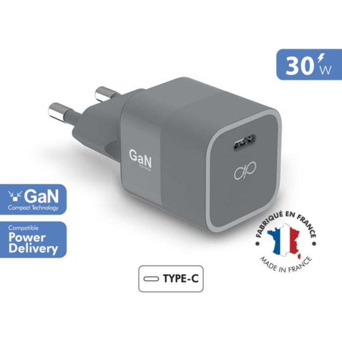 Chargeur FORCE POWER 30W USB-C Made in France Gris