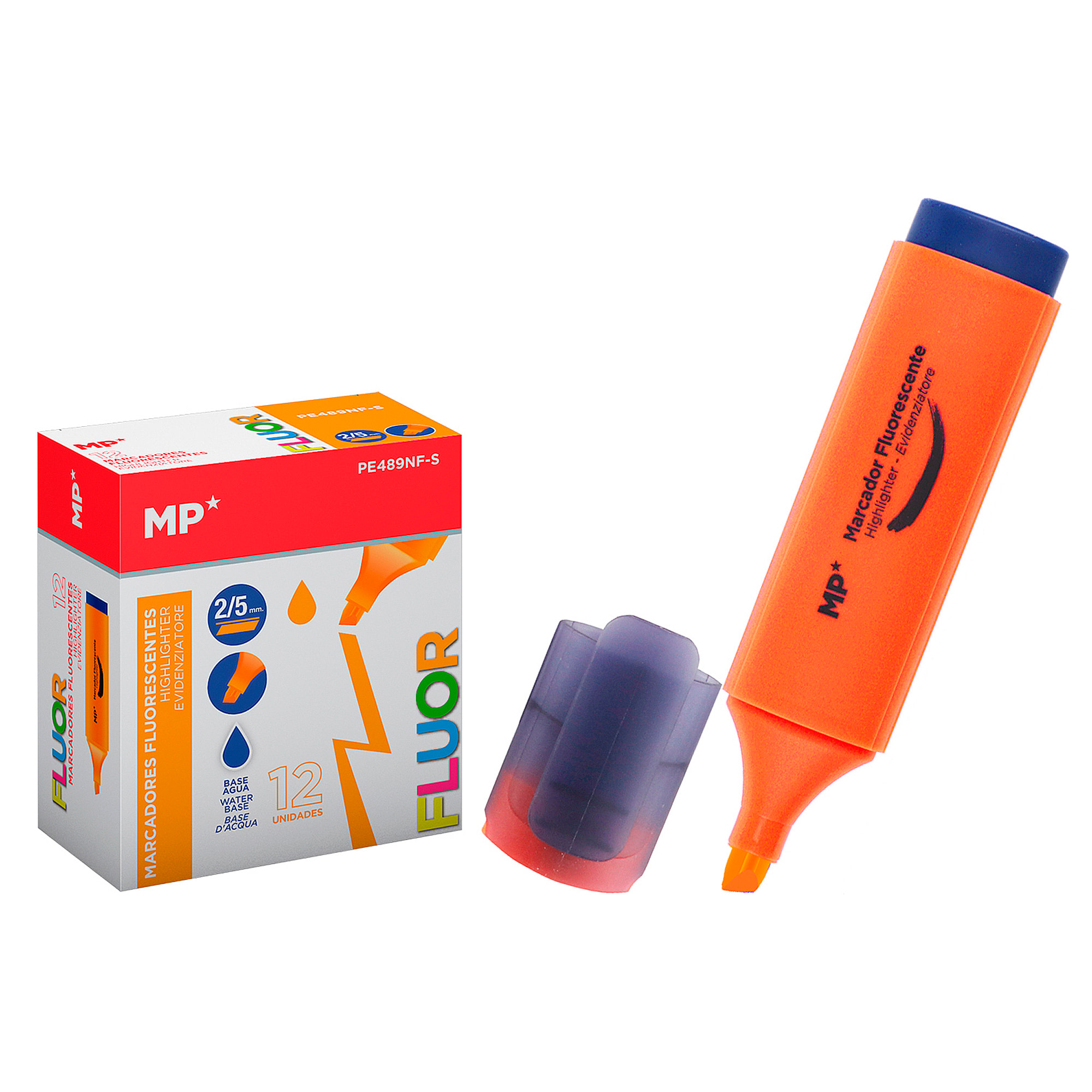 PACK 12 MARCADORES FLUORESCENTE NARANJA