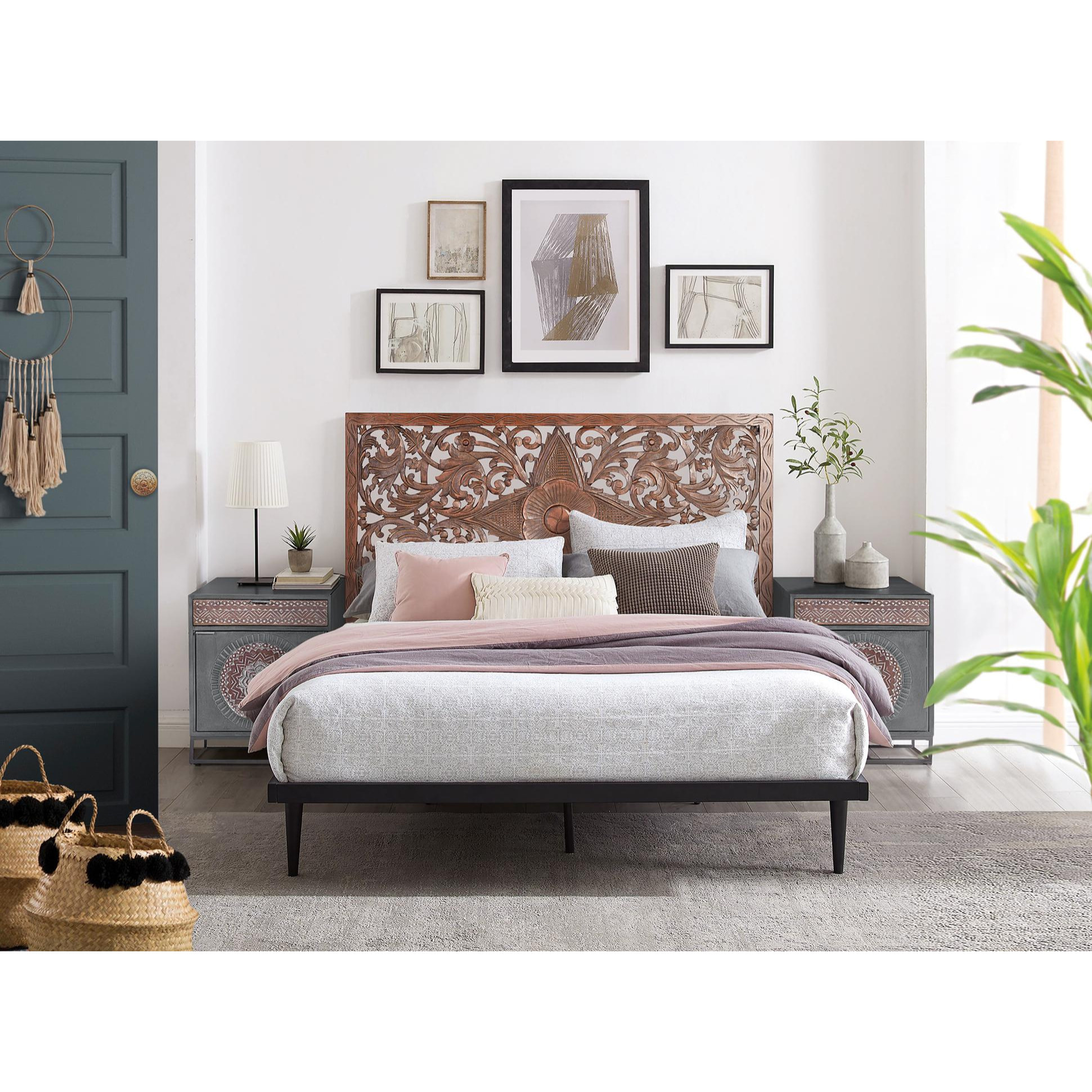 Cabecero de Mdf 166 Cm Estilo Boho Étnico Tallado