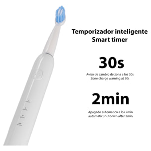 Cepillo dental eléctrico sónico ET02. Modos limpiar, pulir y blanquear. Incluye 4 cabezales.