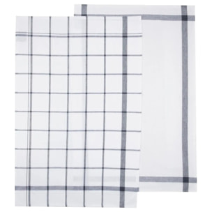 Lot de 2 torchons "Tradition" en coton bleu 45x70cm