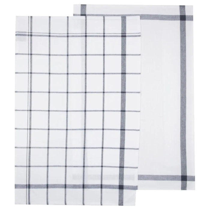 Lot de 2 torchons "Tradition" en coton bleu 45x70cm