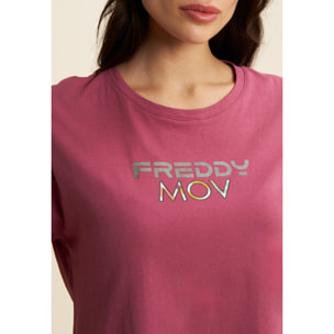 T-shirt Cropped con Spacchi Laterali