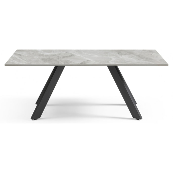 Table basse en céramique 120x60cm gris brillant - 7 piètements - UNIK