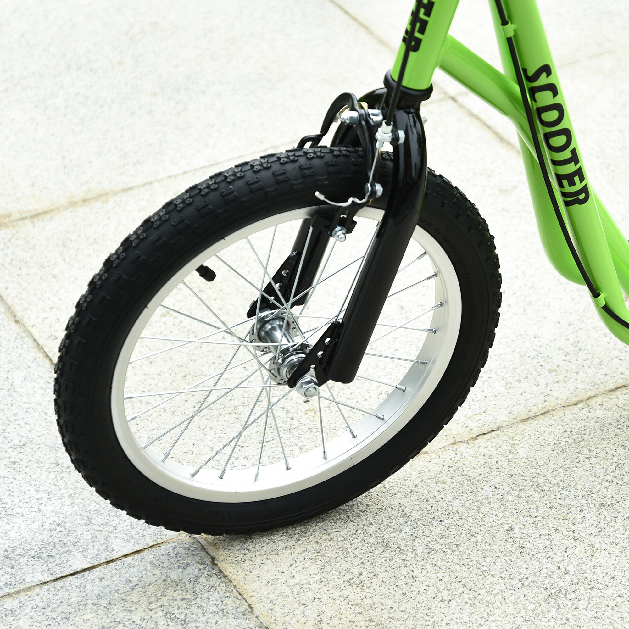 Trottinette patinette pour enfants à partir de 5 ans grands pneus guidon réglable poignée frein et béquille acier vert