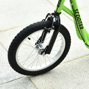 Trottinette patinette pour enfants à partir de 5 ans grands pneus guidon réglable poignée frein et béquille acier vert