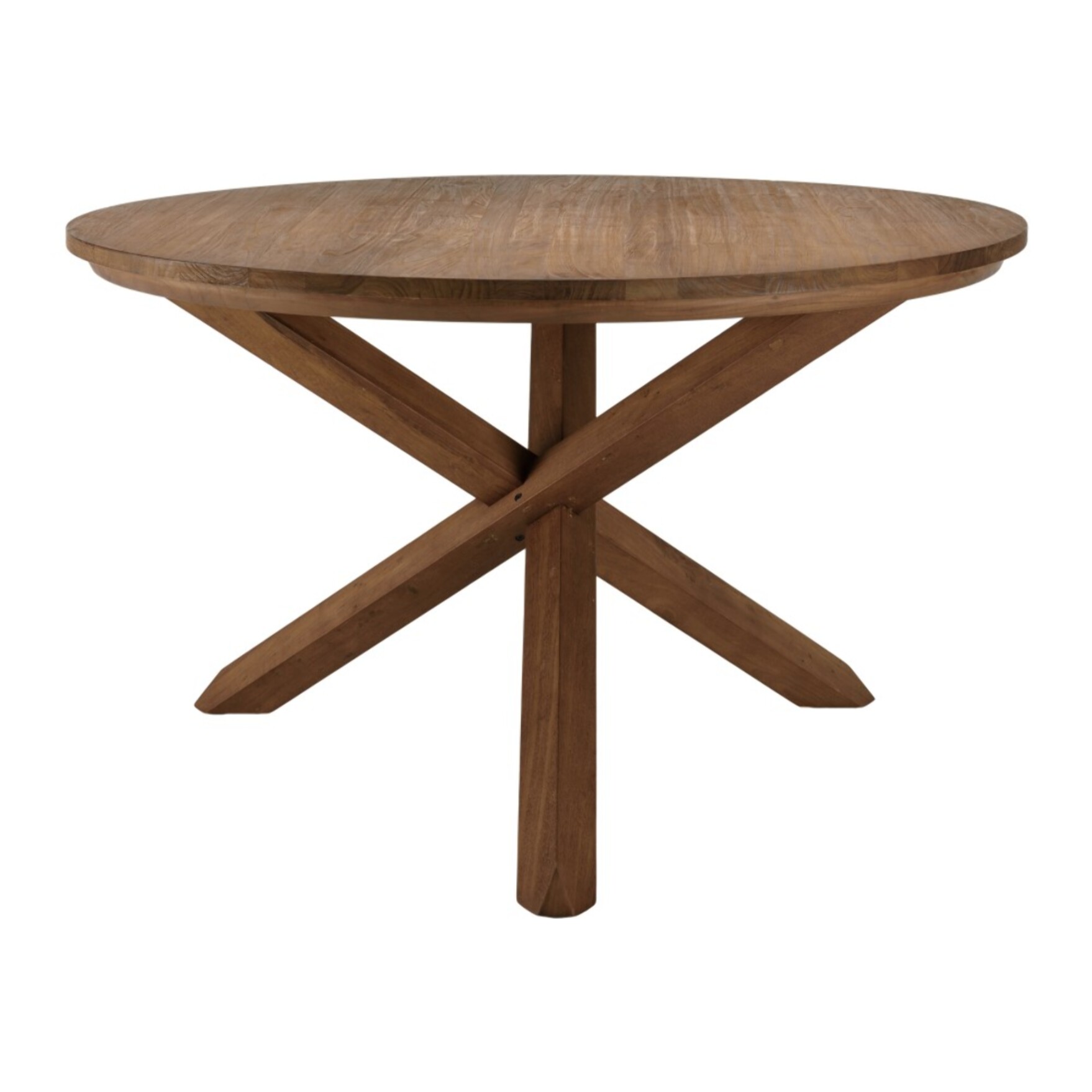 SIXTINE - Table à manger ronde 130x130cm en bois de teck recyclé