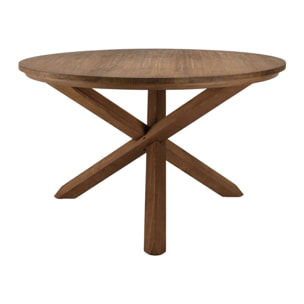 SIXTINE - Table à manger ronde 130x130cm en bois de teck recyclé