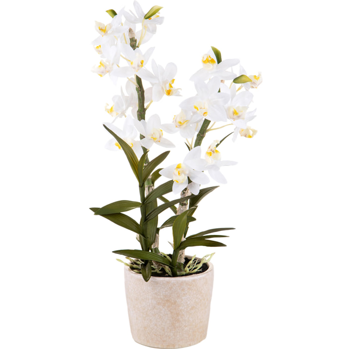 Orchidea Con Vaso. Altezza 51 Cm - Pezzi 1 - 26X51X20cm - Colore: Bianco - Bianchi Dino - Piante Artificiali