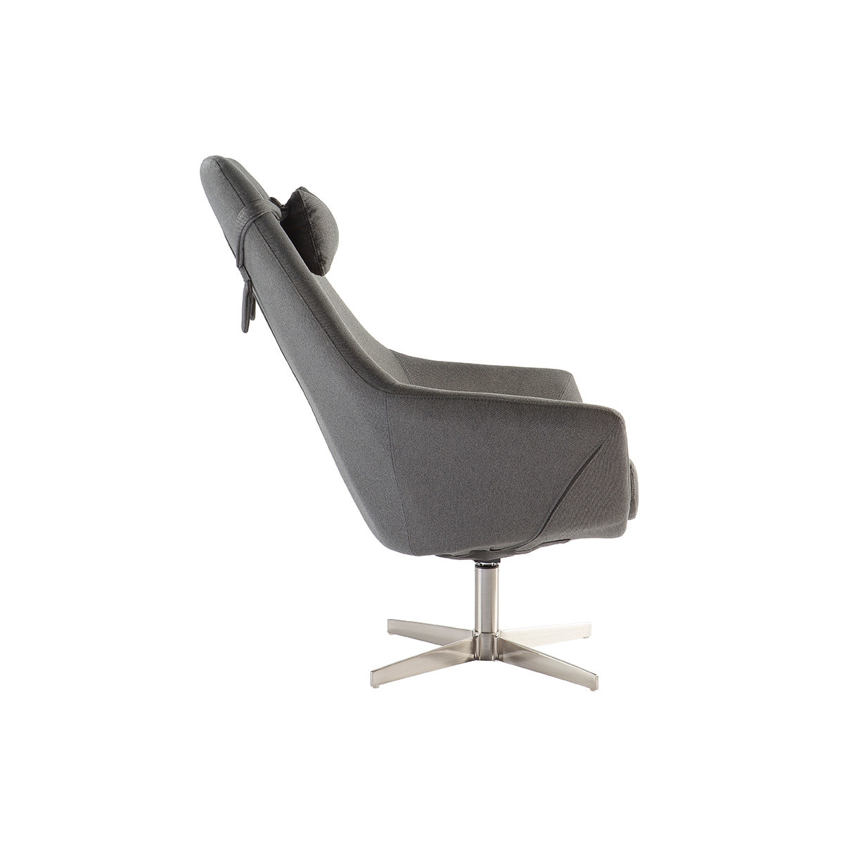 Fauteuil pivotant design en tissu gris foncé et acier chromé AMADEO