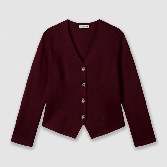 Set chaqueta pantalón angorina burdeos