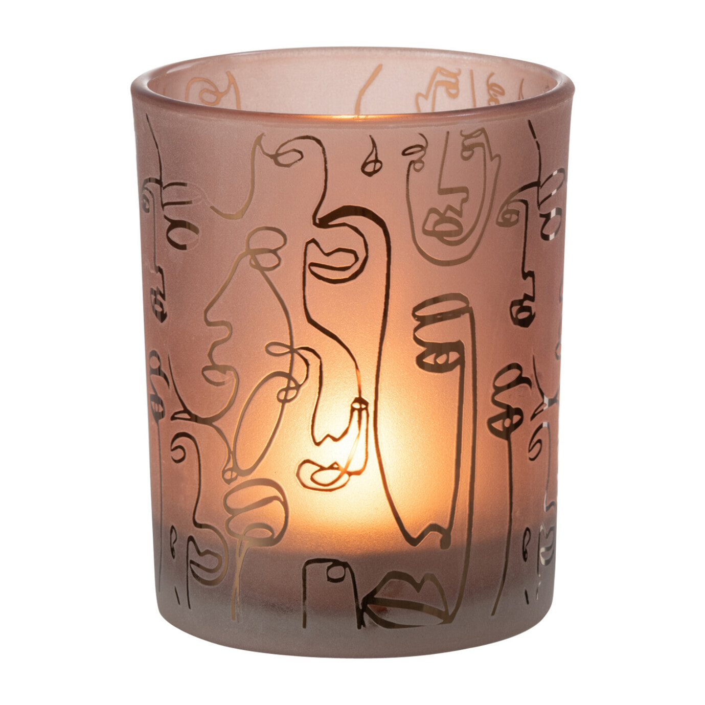 J-Line photophore Happy Faces - verre - terracotta - medium