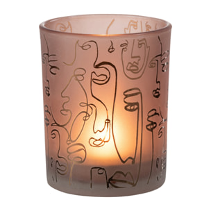 J-Line photophore Happy Faces - verre - terracotta - medium