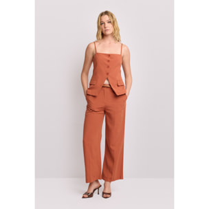 Kocca - Top sartoriale con spalline e bottoni Donna, Tinta unita, Scollo quadrato