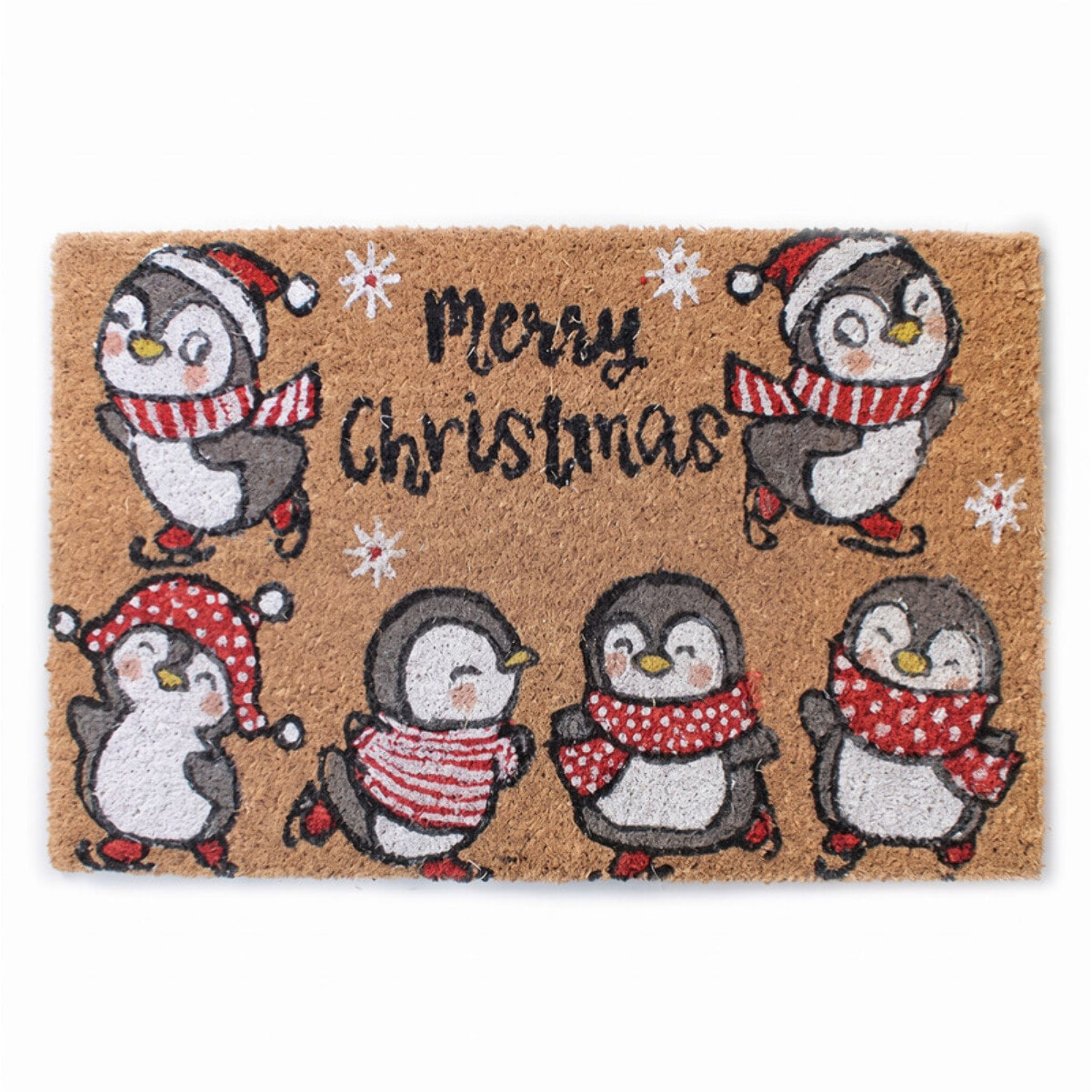 Zerbino natalizio Pinguini Merry Christmas in cocco e PVC - Multicolore