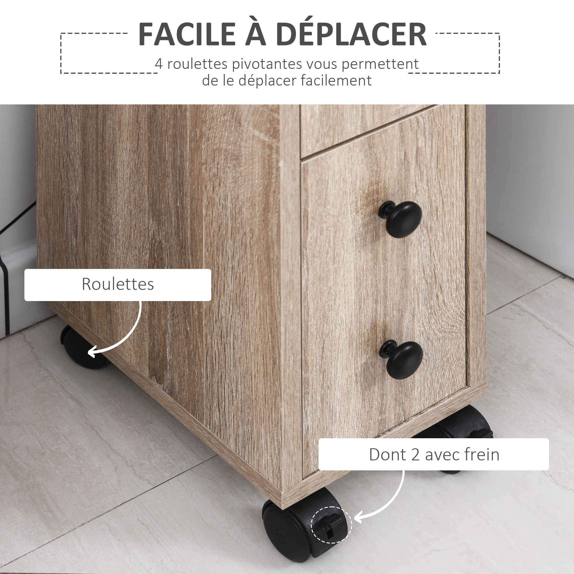 Support papier toilette - porte-papier toilette - armoire pour papier toilette - 3 niveaux + sortie papier panneaux aspect chêne clair