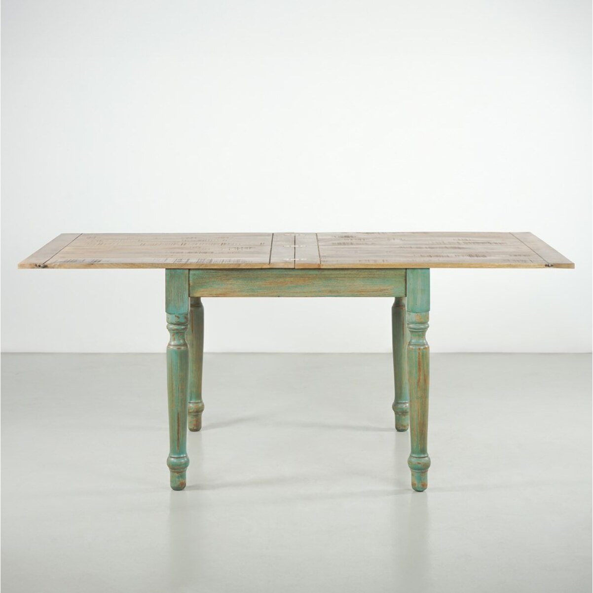 Tavolo allungabile mango decapato azzurro 90-180x90x77 - Salento