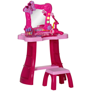 Ensemble coiffeuse tabouret enfant design - nombreux accessoires - effets lumineux sonores - rose