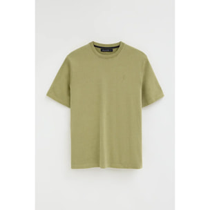 Camiseta verde hoja de corte holgado y cuello redondo con logo Rigby Go