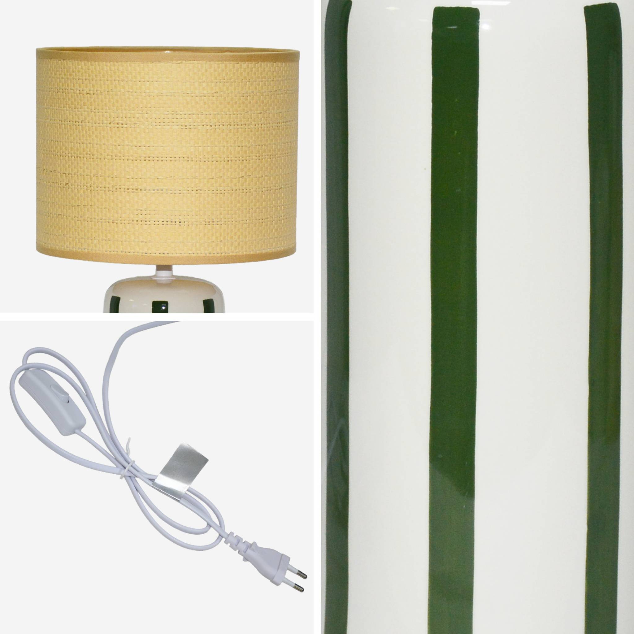 Lampe de table intérieur céramique abat-jour effet rotin H 44cm AURORE
