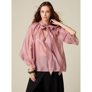 Oltre - Blusa de voile con lazo - Rosa