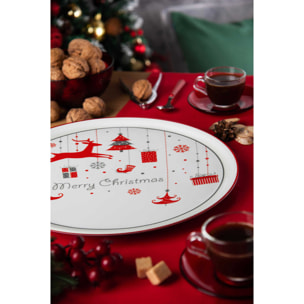 Lot de 6 assiettes à panettone Excelsa- Merry Christmas, Porcelaine Multicolore