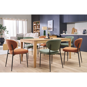 Chaises en tissu velours côtelé jaune curry et métal noir (lot de 2) BREKA