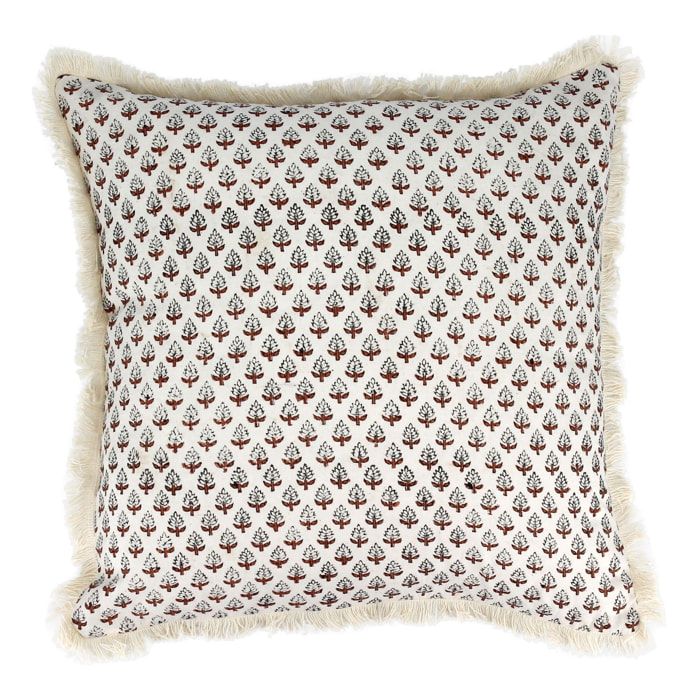 Coussin en coton terracotta avec franges 40cm GOBI