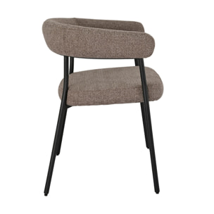 Sadie - lot de 2 chaises FSC  100% en tissu texturé - pieds en acier - Marron