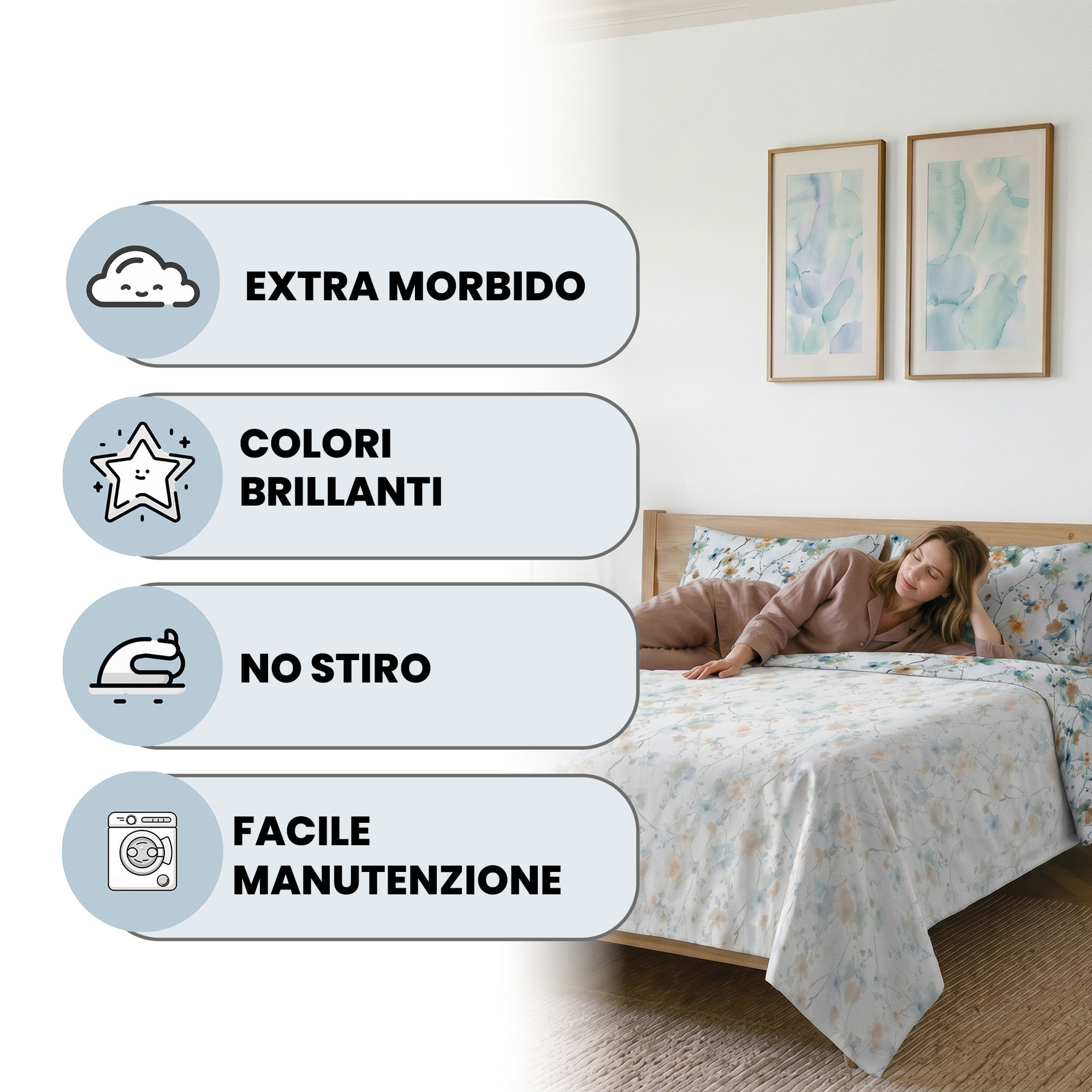 COMPLETO LETTO PIAZZA E MEZZA KARMA - 100% Microfibra