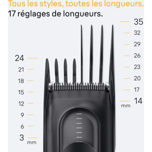 Tondeuse cheveux BRAUN HC5530, molette réglable, 17 hauteurs de coupe, précision 3 mm, autonomie 50 mn