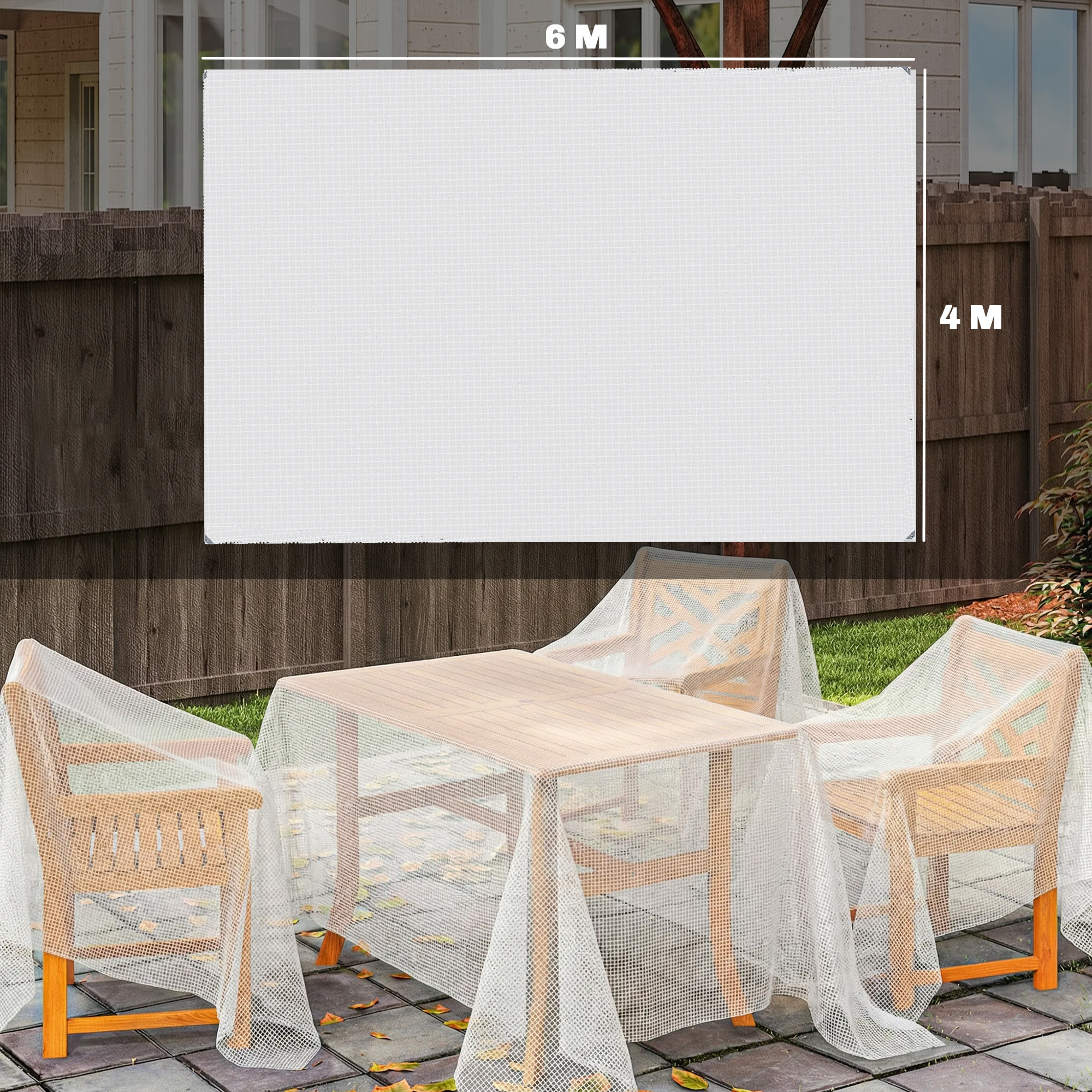 Bâche de protection blanche intérieur/extérieur 6x4m 140g/m²