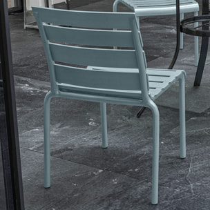 Lot de 4 chaises de jardin empilables avec assise et dossier à lattes gris