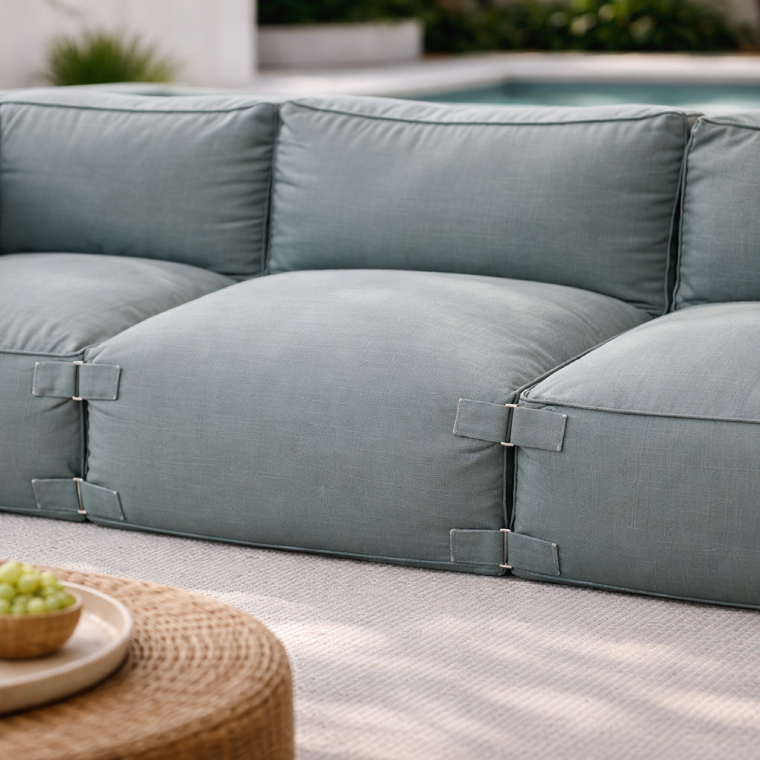 VERONE Salon de jardin modulable 3 places vert en tissu déperlant