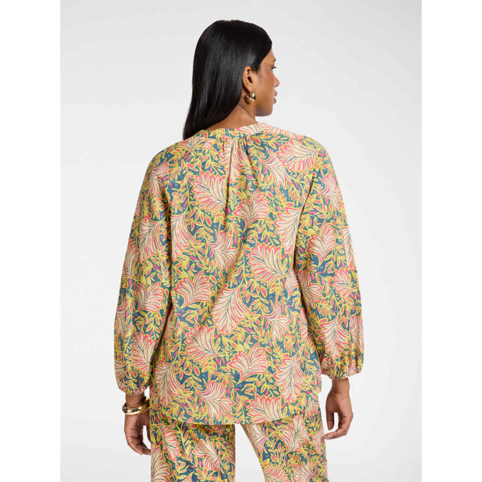 Elena Mirò - Blusa estampada de muselina de algodón - Amarillo
