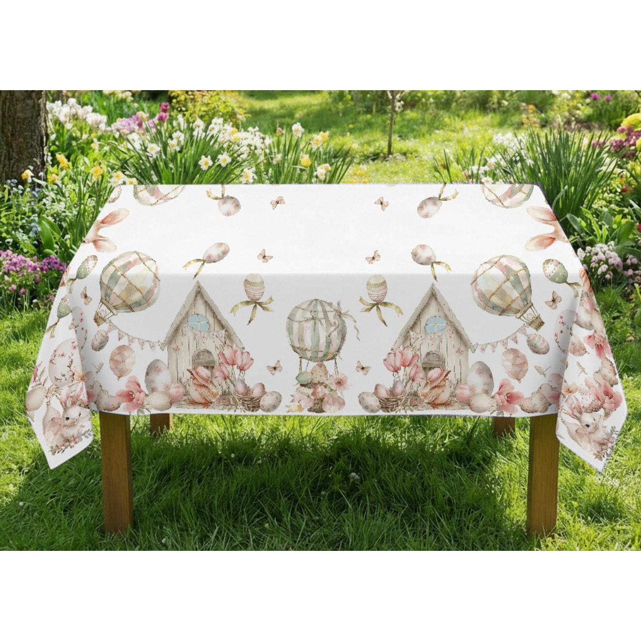 Tovaglia Pasquale Copritavolo Cucina In Stampa Digitale Disegno Pink Easter GI