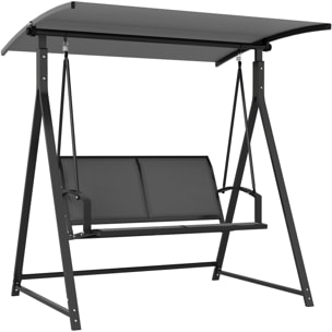 Columpio de Jardín Exterior de 2 Plazas Balancín de Jardín Exterior con Toldo Ajustable 90° Protección UV 30+ y Estructura Triangular de Metal Carga 220 kg 160x112x162 cm Gris Oscuro