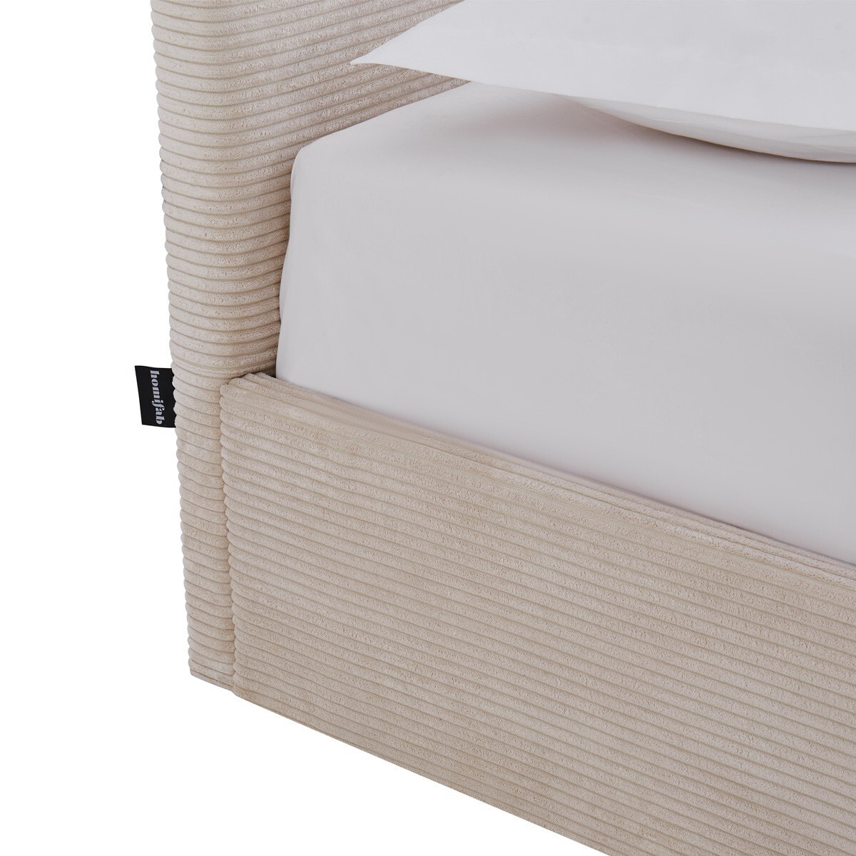 Lit coffre avec tête de lit en velours côtelé - TINA