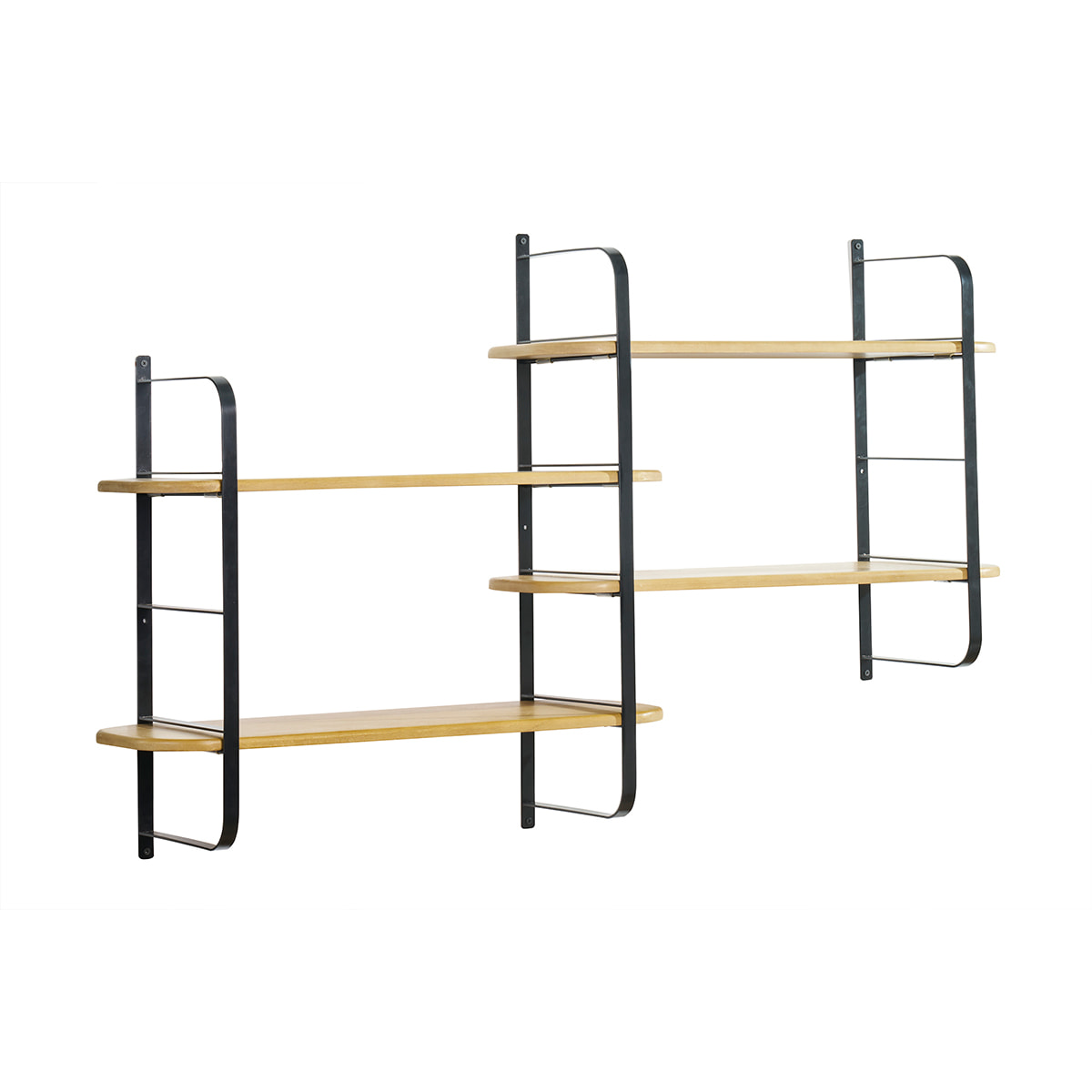 Étagère murale en bois manguier massif et métal noir L122 cm AKINA