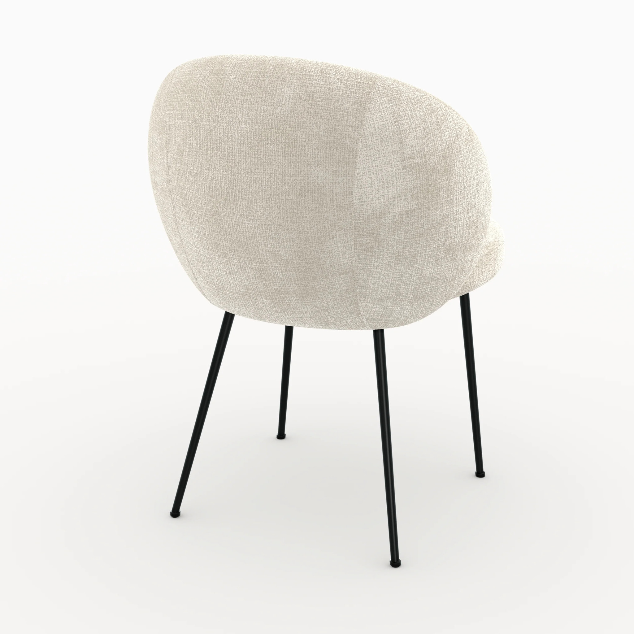 Chaise en velours chenillé écru et métal noir - Bloomy