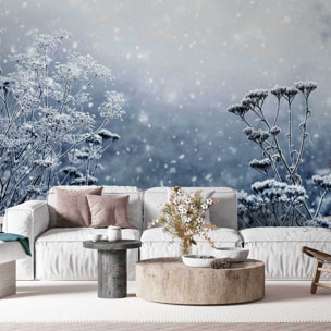 Papier peint panoramique Givre bleu  Intissé
