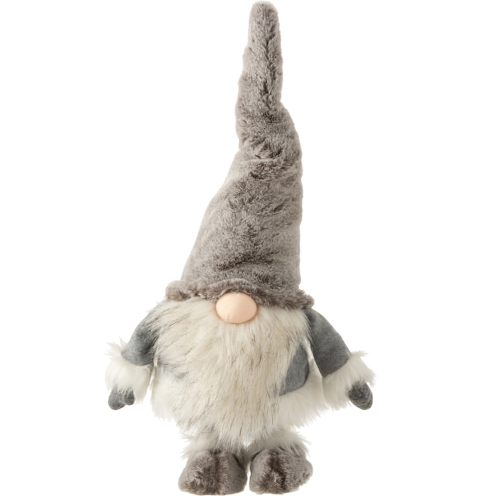 J-Line figurine Père Noël Debout - polyester/peluche - gris/blanc