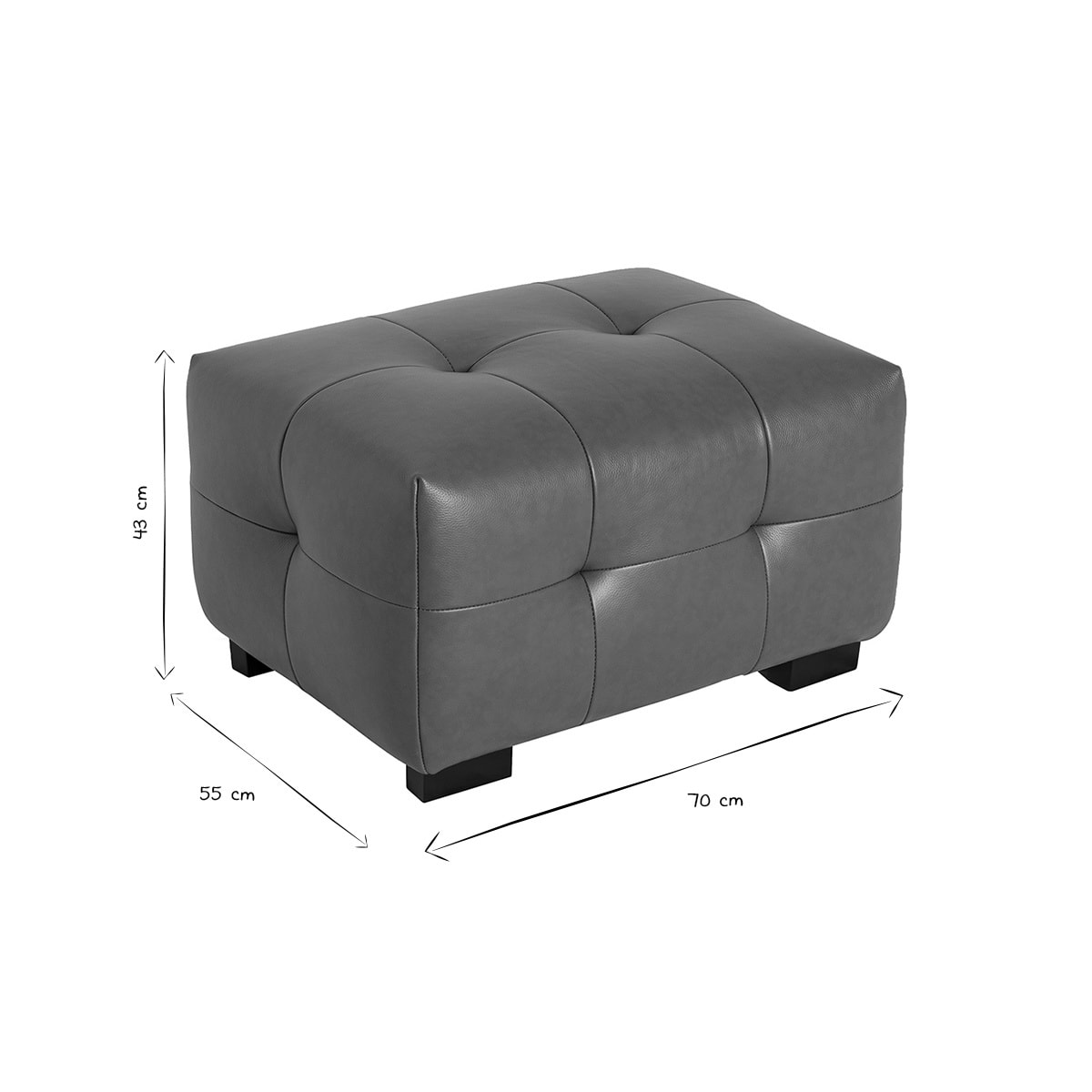 Pouf repose-pieds design en cuir marron CORTO