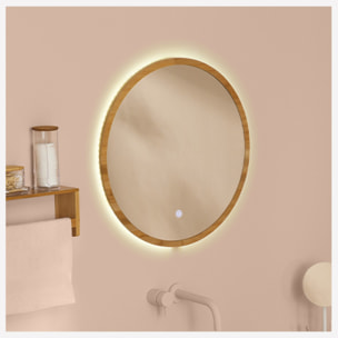 Miroir rond à led 57cm Bambou