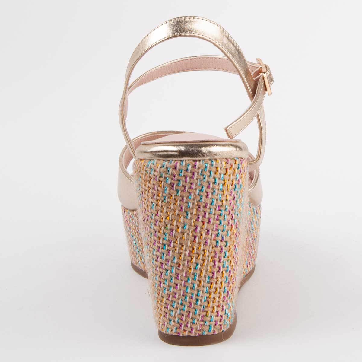 Sandalia De Cuña - Dorado - Altura: 10 Cm