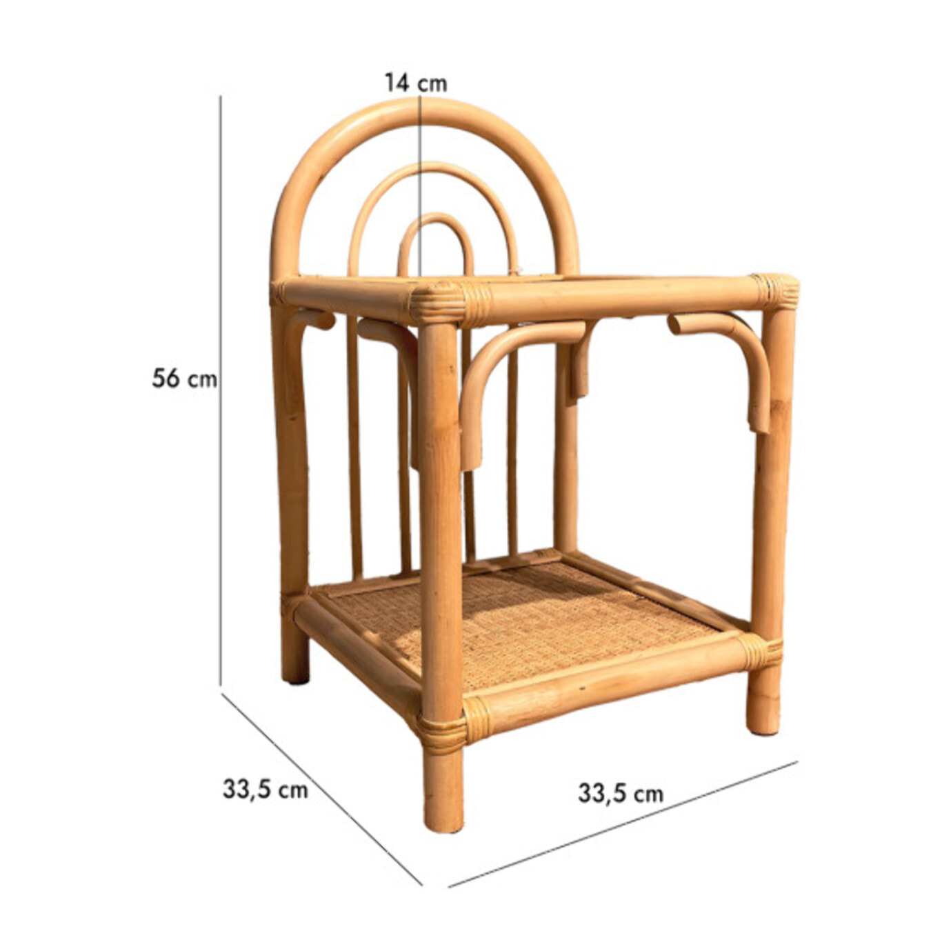 Table d'appoint H. 56 cm en rotin et cannage 2 tablettes – VIVIA