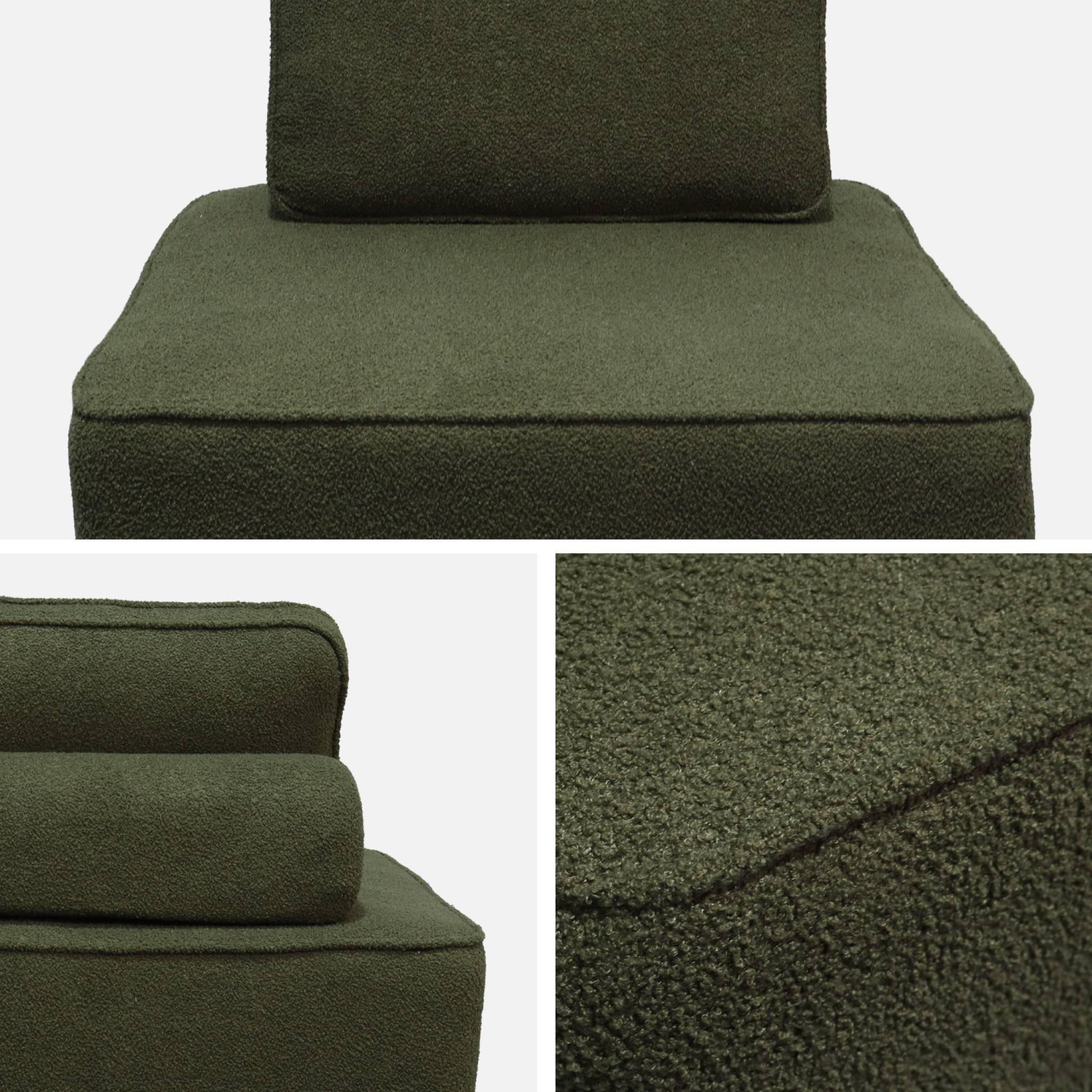 Chauffeuse pour canapé modulable tissu bouclette kaki 1 place Bao. L 90 x P 90 x H 74cm