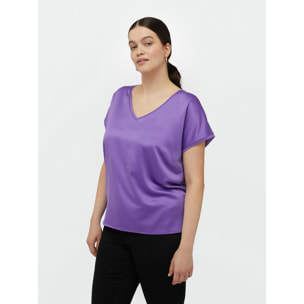 Fiorella Rubino - T-shirt in raso e jersey - Viola